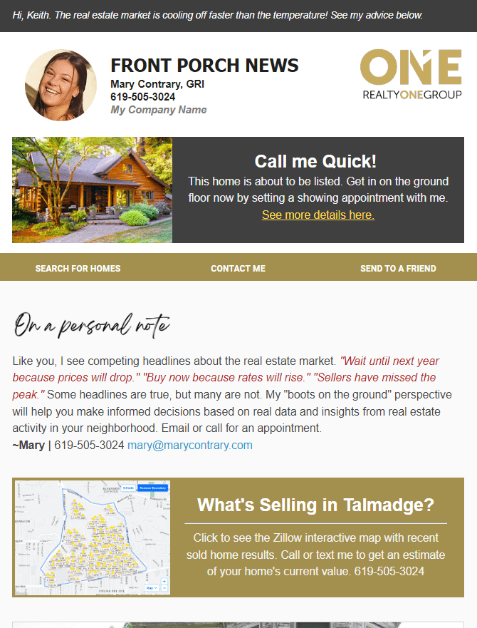 Friends and Farm Real Estate Newsletter Sample