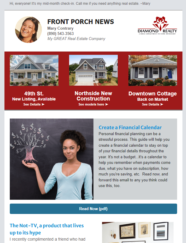 Sample real estate newsletters customized