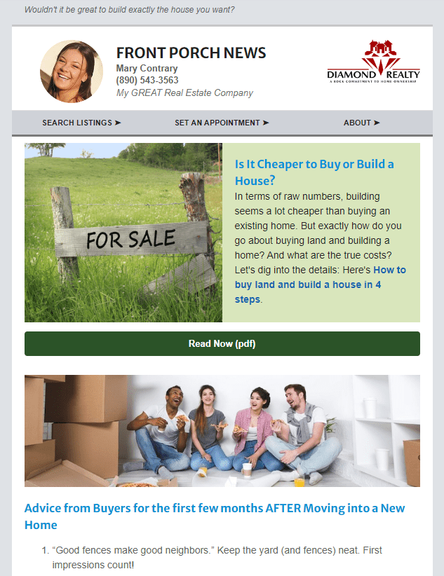 Fast Newsletters real estate newsletter sample 2